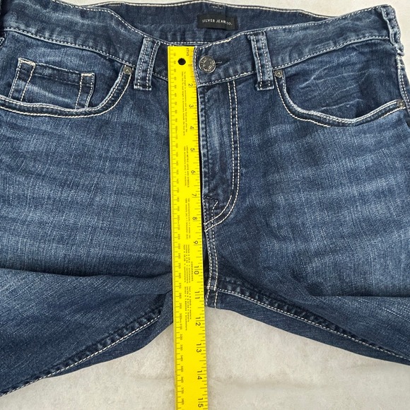 Silver Jeans Men 36x32* Eddie Straight Medium Wash Stretch Denim Faded Whiskered - Picture 11 of 15